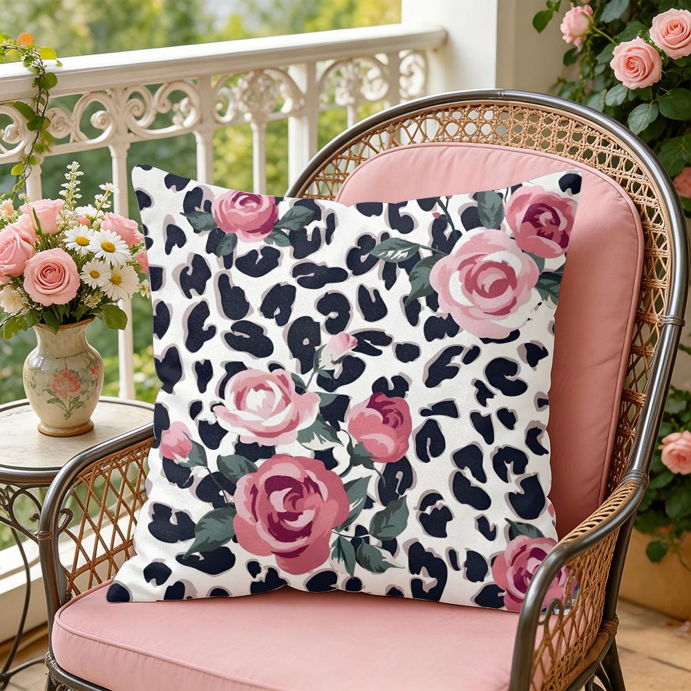 Pink Leopard Cushion Cover Soft Plush Throw Pillow Cover DoubleSided Decorative Cushion Case Sofa Bedroom Home Decor