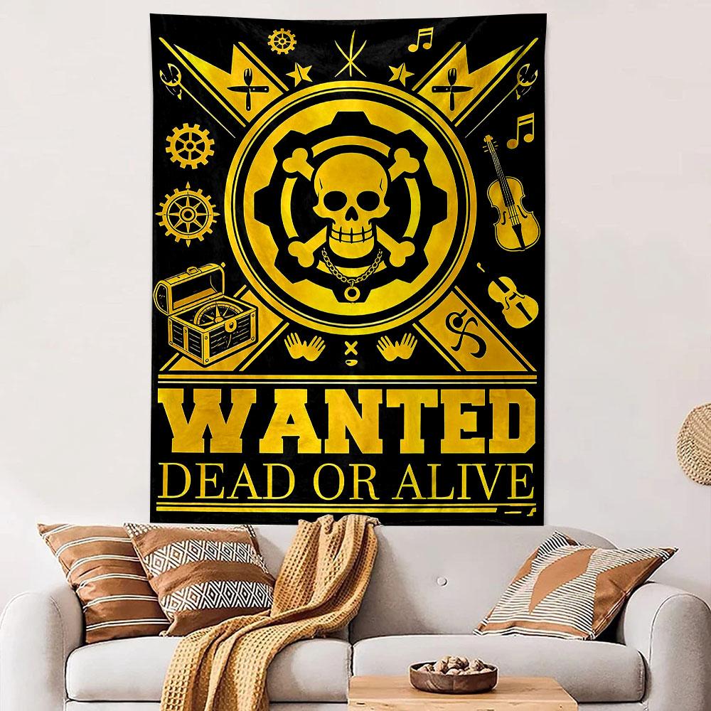 "Wanted Dead or Alive Pirate Design" Patterned tapestry home decor, suitable for bedroom and living room, gift