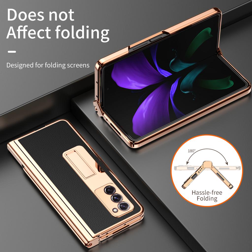 Защитный чехол с покрытием и петлями для Samsung Galaxy Z Fold 2, 5 г, кожаный чехол с сенсорной ручкой, магнитный держатель, стеклянная пленка для переднего экрана