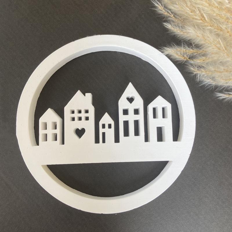 Hollow House Wreath Resins Molds for Making Tealight Holder Decorations Holiday Gift Room Decorations Art Craft Project