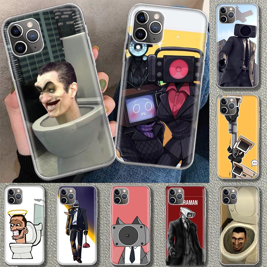 Чехол-бампер S-Skibidi Toilet для мобильного телефона iPhone 11 12 13 Mini 14 15 Plus 16 Pro Max 17 Air 7 8 + SE Арт Индивидуальная задняя крышка