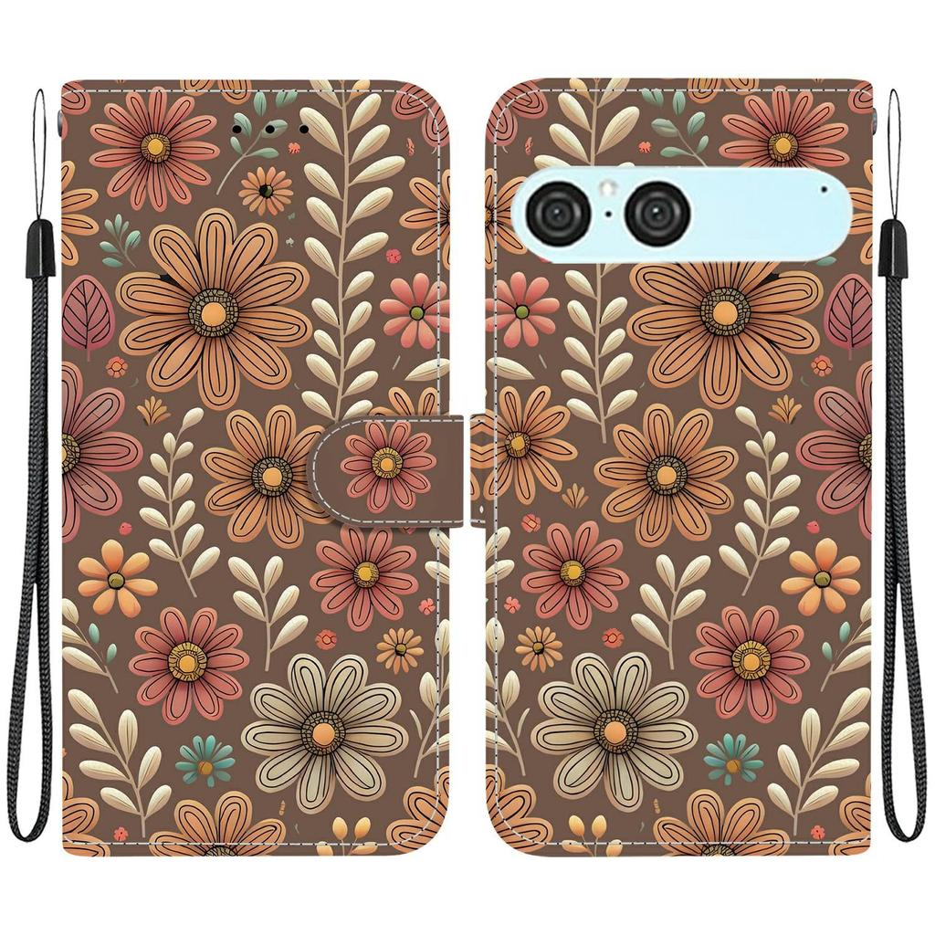 Для Sony Xperia 10 VII Кошелек Чехол С Принтом Кожаная Подставка Чехол для Телефона с Ремешком