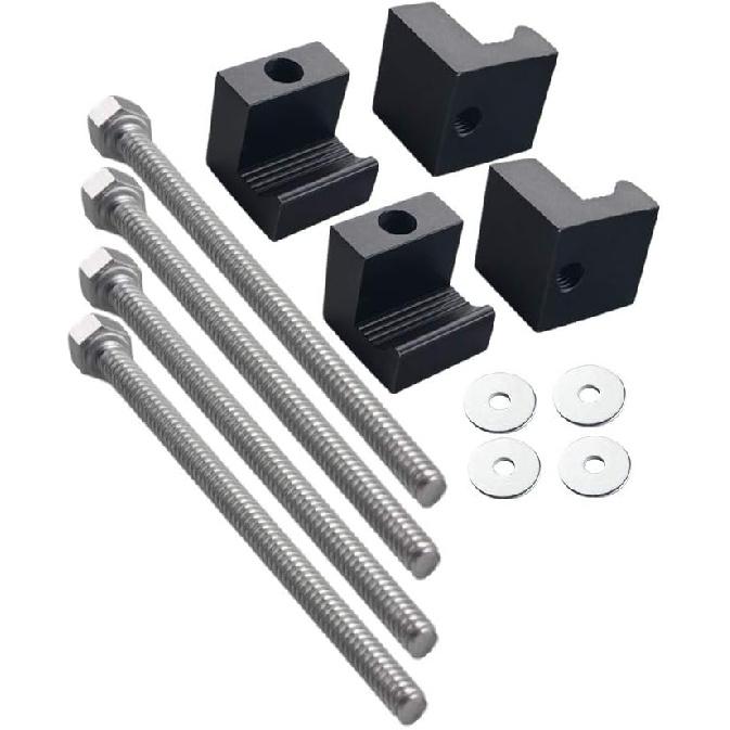 JGR Pickup Truck Tool Box Tie Downs Aluminum J Hook Crossover 4 Pack, Black