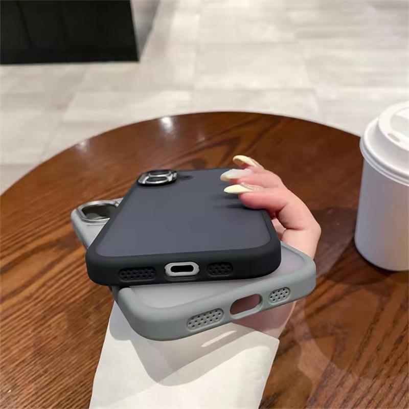 Модный однотонный защитный чехол-бампер с рамкой цвета конфет для iPhone 16, 15, 14 Pro Max Plus, матовая кожа, ударопрочная задняя крышка