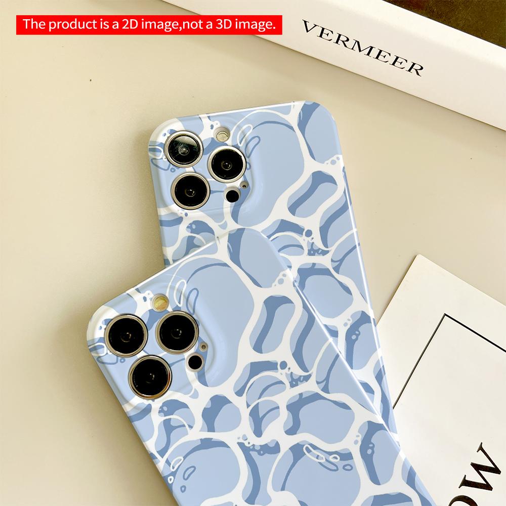 Blue Abstract Bubble Pattern Phone Case All inclusive film hard phone case, compatible with iPhone 18 Pro Max 17 16 15 14 13 12 11