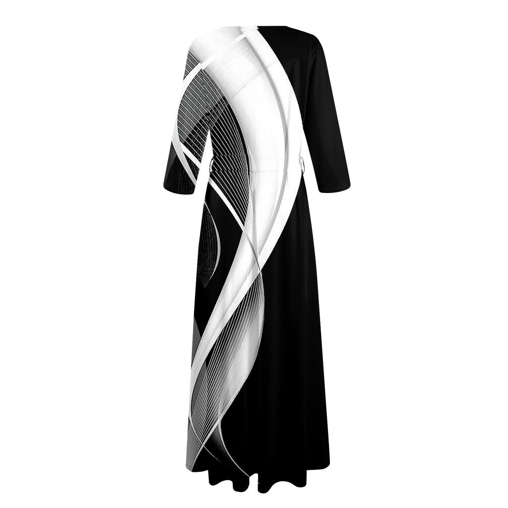 Женское повседневное модное платье миди с V-образным вырезом и рукавом три четверти