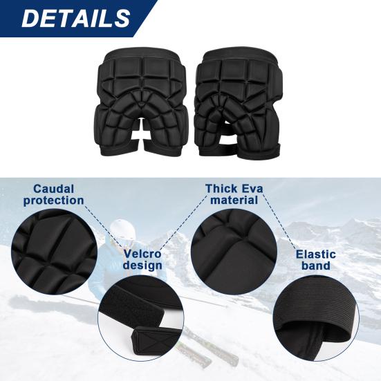 Protective Padded Shorts Thickened EVA Adjustable Breathable Hip Butt Tailbone Protection Pad for Skiing Skating Skateboarding