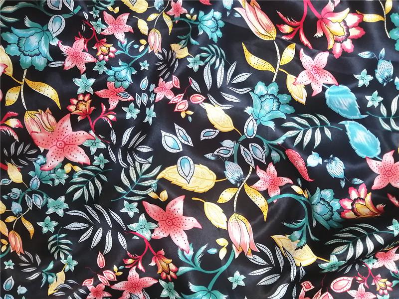 Большая Цветочная Ткань из Шелкового Сатина для Ципао, Подкладки и Ленты для Головного Убора