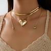Fashionable Lovely Gold-Color Heart Locket Charm Pendant with Layered Hearts for Women, Suitable for Holidays, Dates and Daily Wear