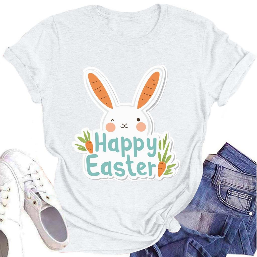 Women's Printed Round Neck Short-sleeved T-shirt Top