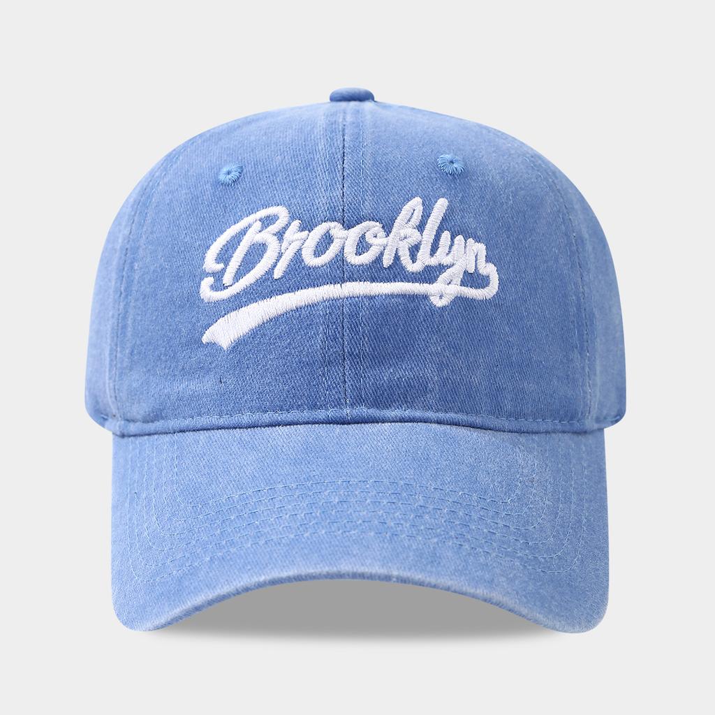 Cross-Border Bestselling Hat - European and American Outdoor Travel Sunshade Hat, Washed BROOKLYN Letter Baseball Cap, Trendy