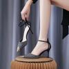 Pointed Toe Closed Sandals for Women Sexy Stiletto Woman Shoes Summer Sale Comfort Sandal Designer Pvc 2025 Luxury Sales Vintage