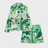 Spring 2022 European & American Style Women's Green Print Shirt & Skirt Set