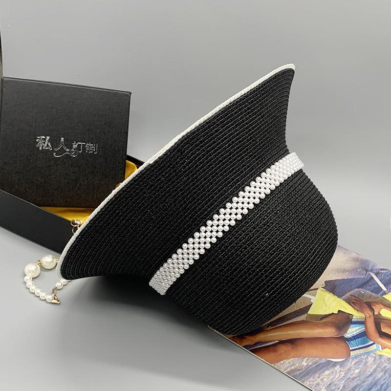 Шляпа в стиле Хепберн Женская Год Жемчуг Иностранный Стиль Универсальная Панама Универсальная Ретро Шляпа-Ведро Цилиндр