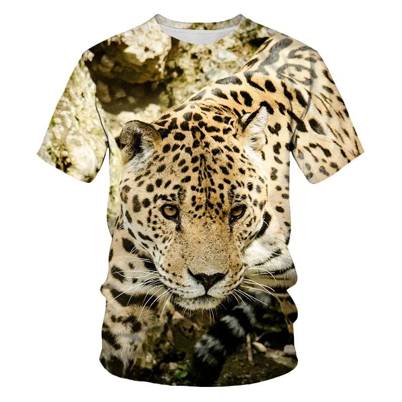 New Cheetah Pattern 3D Wild Animal Leopard Print T-Shirt For Men Women Summer Short Sleeve O-Neck T Shirt Unisex Streetwear Top