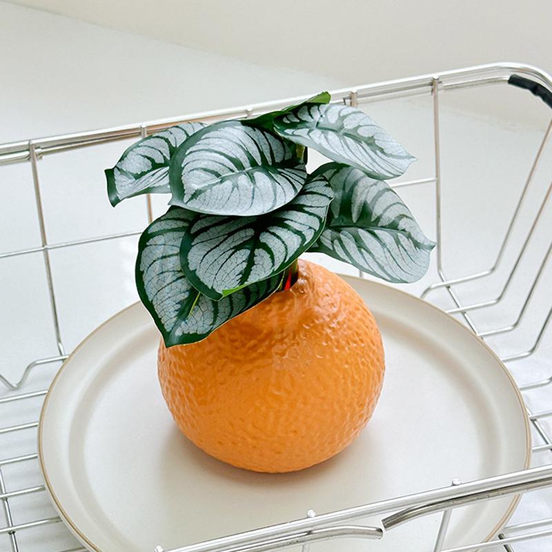 Orange Fruit Shaped Vase Reproduction Enamel Vase Desktop Art Vase Desktop Decoration Bouquet Centerpiece