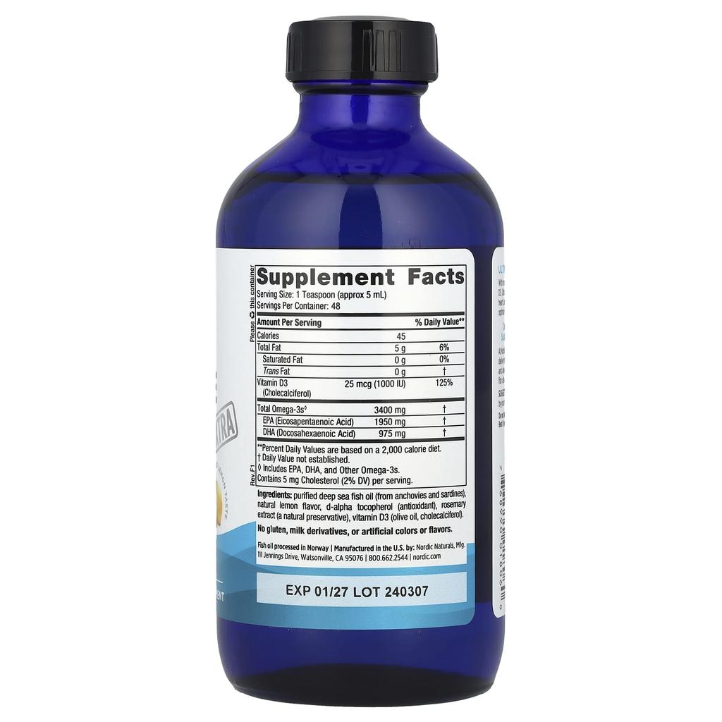 Nordic Naturals Ultimate Omega Extra, Lemon, 8 Fl Oz (237 Ml)