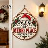 Funny Seasonal Wall Plaques for Living Room This Is My Merry Place Christmas Door Hanger, Wooden Holiday Welcome Decor Dormitory Sign with Jute