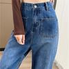 2022 весна осень широкие брюки джинсы в корейском стиле свободные джинсы с высокой талией женские прямые тонкие драпированные прямые джинсы в стиле Харадзюку