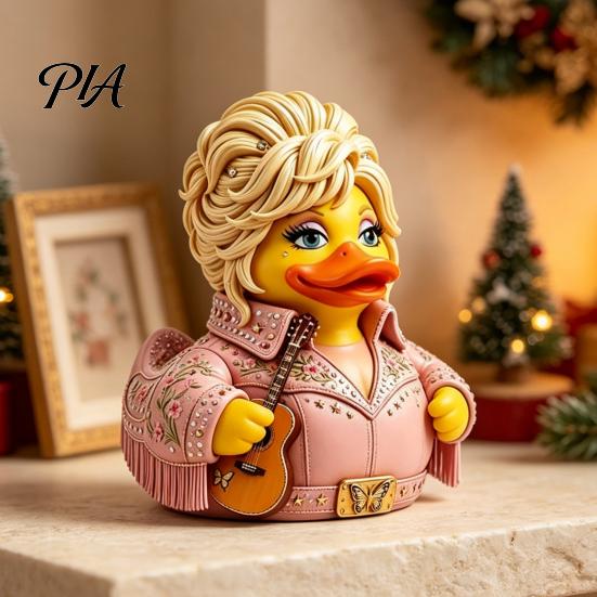 Musical Theme Home Decor Charming Duck Novelty Ornament, with Guitar Collectible Gifts for Musicians Decor, Decorative Sculpture Shelf Cabinet Display