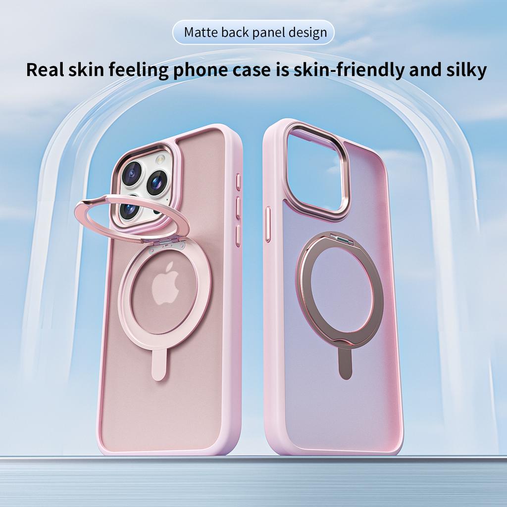 For iPhone 15 Pro Case Magnetic Kickstand TPU+Acrylic Phone Cover Skin-Touch