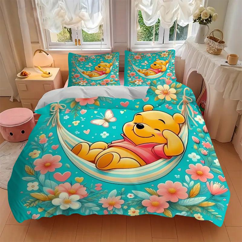 Piglet Hammock Flowers Print 3Pcs Bedding Setduvet Cover With 2 Bedropillowcase Home Birthday Gift