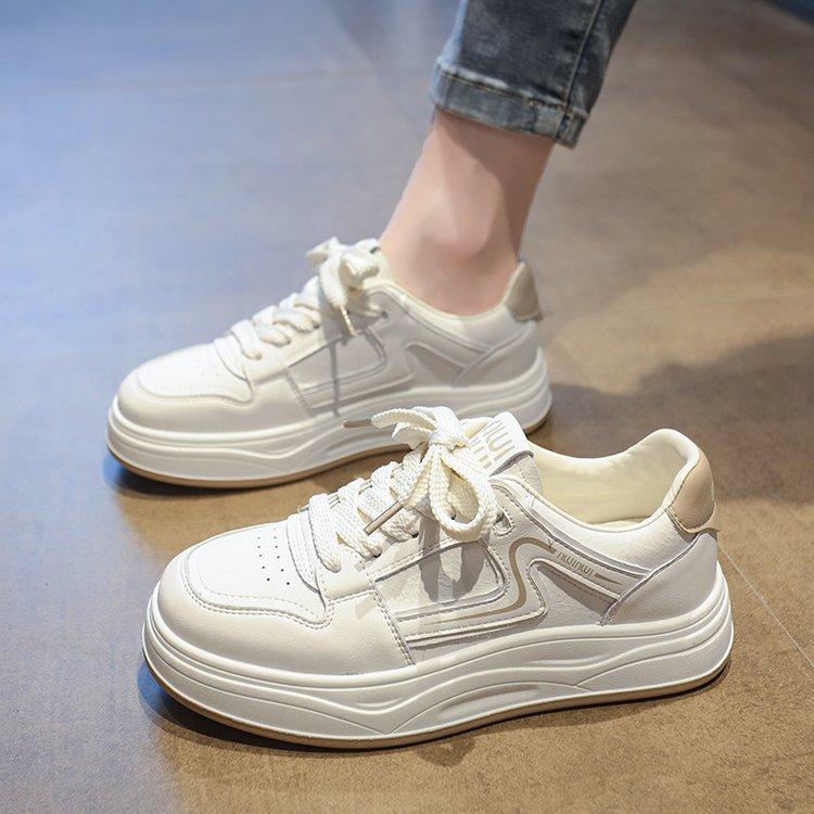Stepping On Shit Feeling Spring and Summer Leather Little White Shoes Women's 2025 New Popular Versatile Student Sports Board Shoes Soft-soled Wo