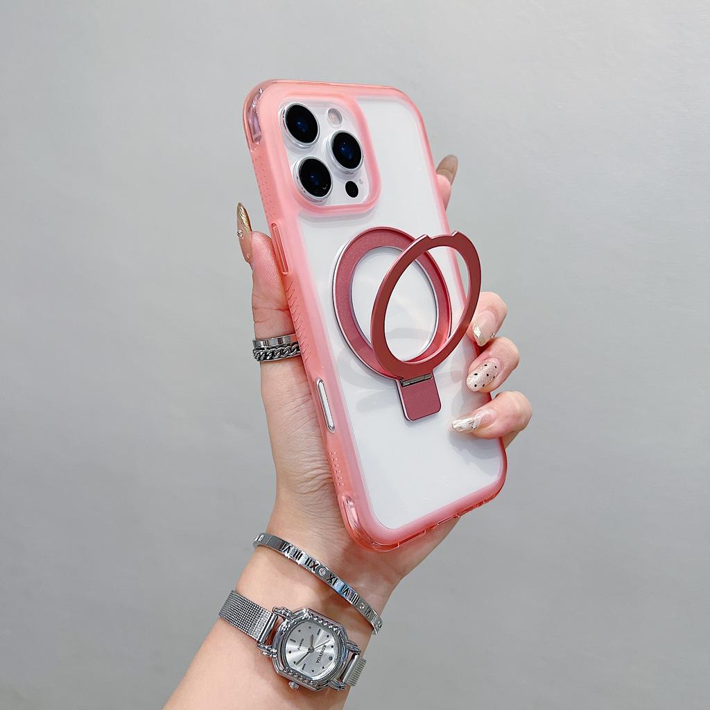 For iPhone 16 Pro Case Compatible with MagSafe Kickstand Clear TPU PC Phone Back Cover