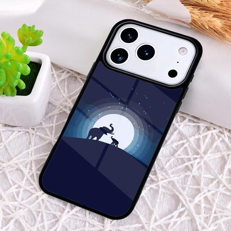 Baby Elephant Moon soft Phone Case for iPhone 17 Air 16 15 11 12 14 13 Pro Max Shockproof Cover