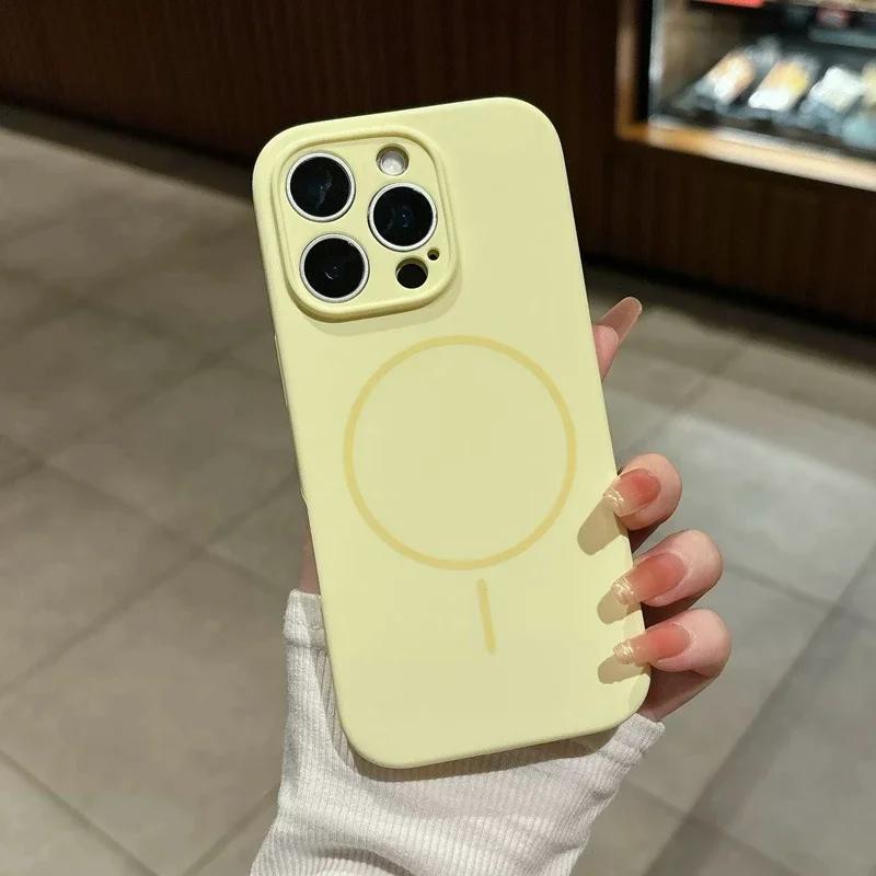 Для чехлов из жидкого силикона для телефона Для Для Iphone 17 16 1 14 13 12 Pro Max 16 Plus Air Case Магнитная крышка для беспроводной зарядки