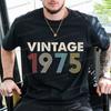 Men's Short Sleeved T-shirt Vintage 1975 Print Birthday Years 1970 To 1979 Design Streetwear 50th Birthday Homme Camiseta