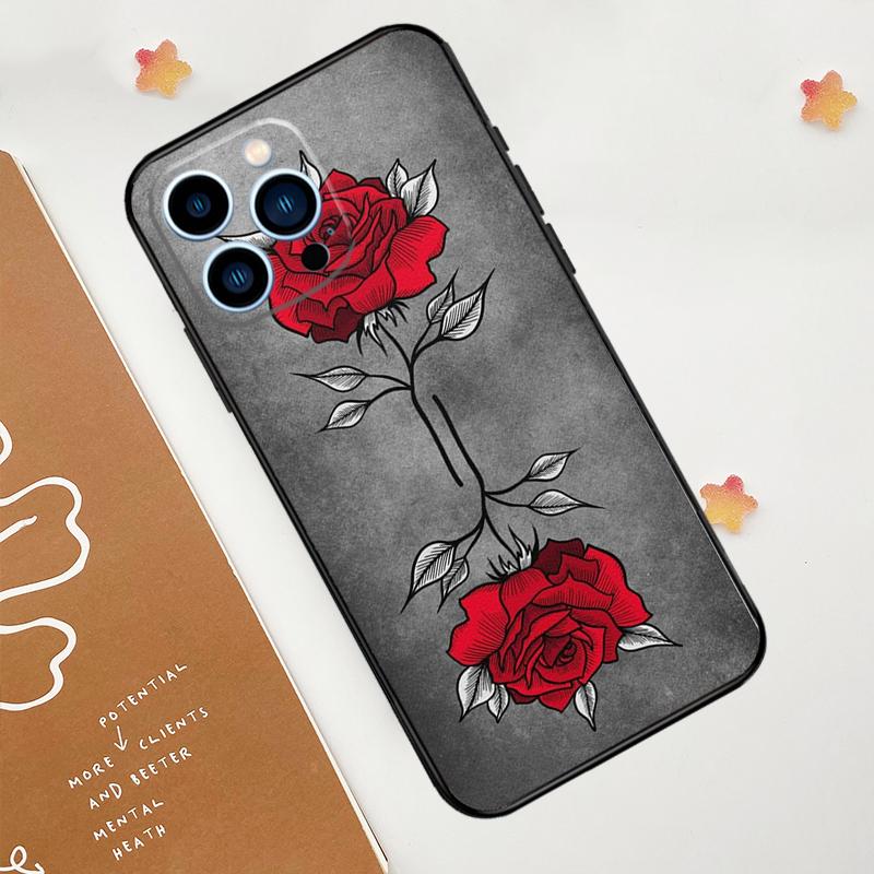 Цветочный чехол для телефона с изображением розы для iPhone 17 Pro Max 14 13 12 11 15 16 Pro Max mini 16 Plus 16e 17 Air Funda