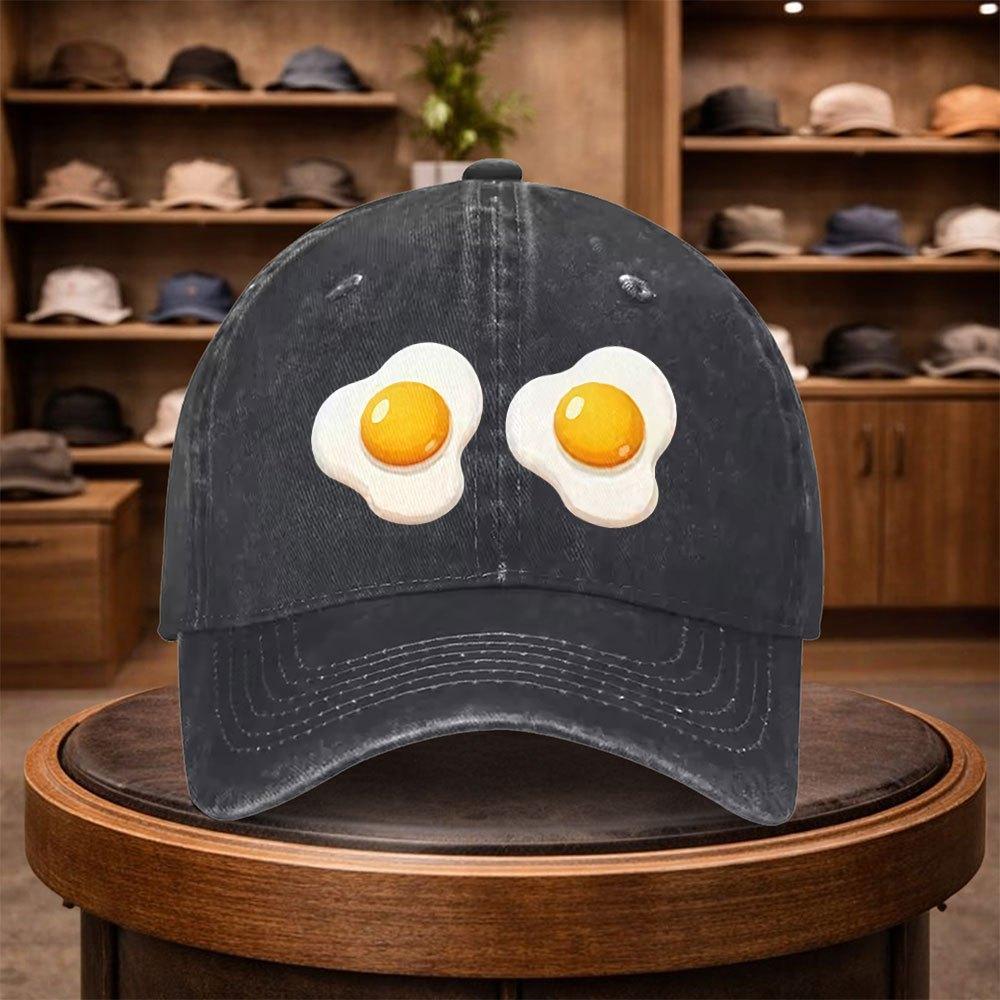 Бейсболка с принтами двух жареных яиц Повседневная кепка-snapback Модная кепка Регулируемая уличная кепка для отдыха на все сезоны Идеально для