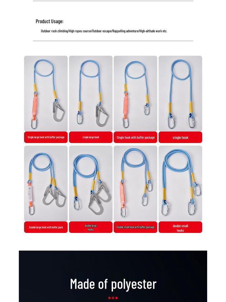 Safety Extension Rope with Hooks for High-Altitude Outdoor Work