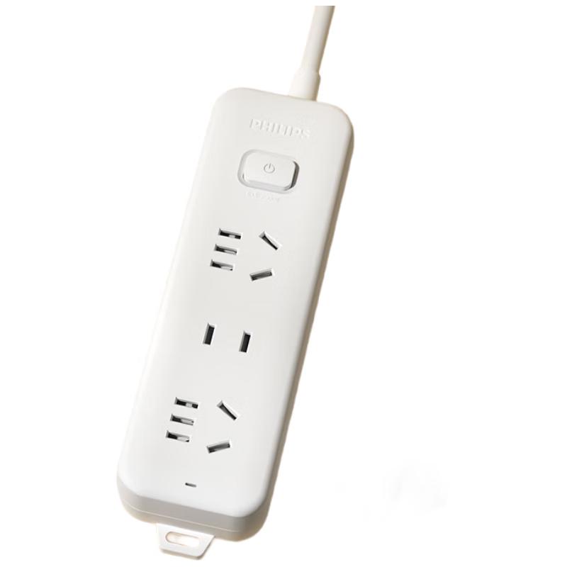 Philips 3-Outlet Power Strip with Master Switch and Child Safety Shutters CN plug (adapter included)