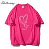 Shellsuning Kawaii футболки с принтом в виде сердца женские летние простые свободные футболки с круглым вырезом повседневные хлопковые женские топы на мягкой основе