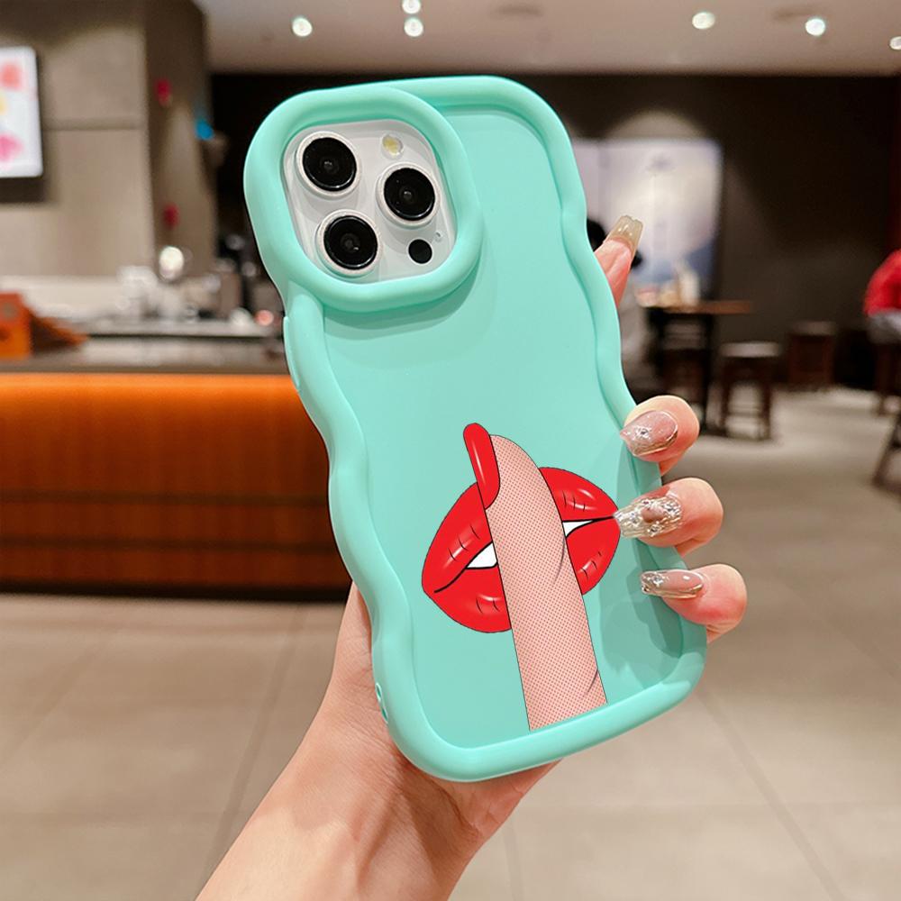 Ae87 Lips Kiss Digital Art Protective Phone Cases for Samsung S24 Plus S23 Ultra A14 A55 A06 Honor X9b Motorola OnePlus Big Wave TPU Back Cover