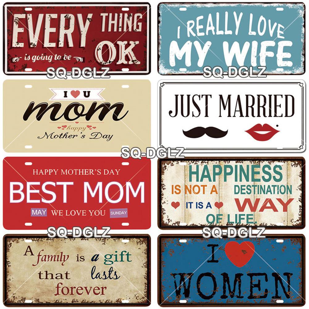 [SQ-DGLZ] Текст Hope Love Home Номерной знак Оловянная вывеска Магазин Бар Настенное украшение Металлическая вывеска Домашний декор Живопись Таблички Художественный постер