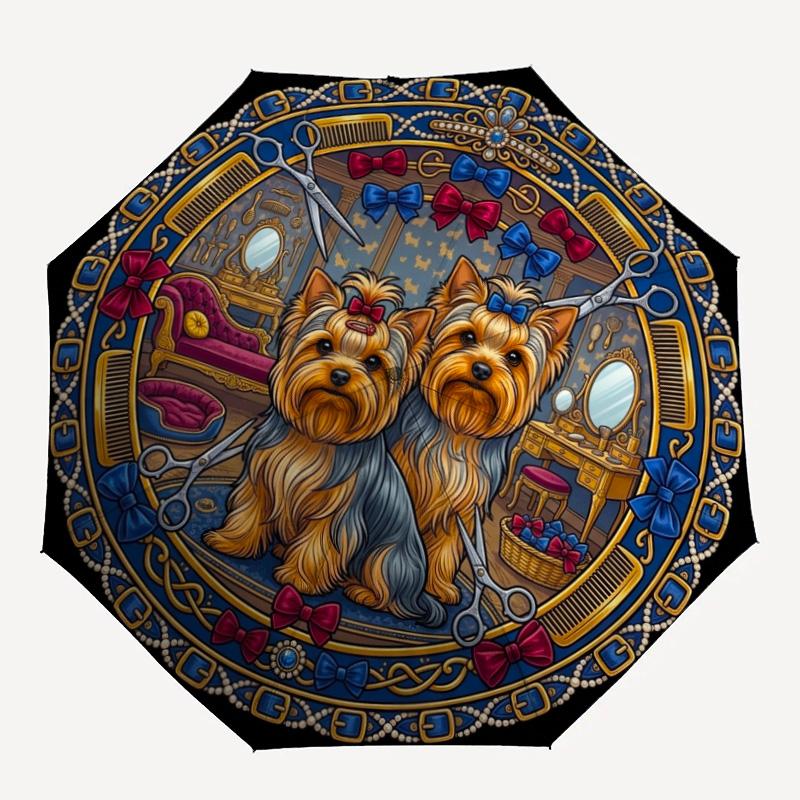 Складной зонт с узором Royal Canine, портативный дизайн, 8 спиц, повседневный аксессуар для Хэллоуина, Рождества и подарков на день рождения.