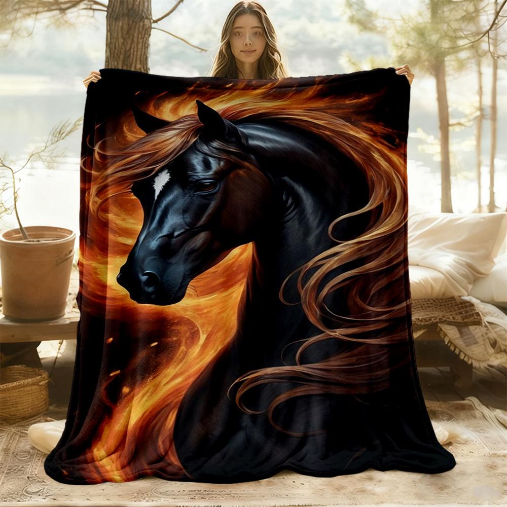 1 шт. Фланелевое одеяло Firehorse Flamepony, Уютное и теплое одеяло, для кемпинга, дивана-кровати, дивана, офиса020