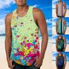 Mens Fashion Hawaiian Style Beach Sports Tank Top Men Gym Print Vest