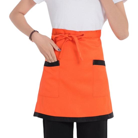 Фартук повара полудлинный с карманами однотонный шнурованный дышащий не мнется кухонный фартук для готовки