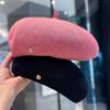 Thin Letter Badge Beret for Women Sweet Breathable Showing Off Face Small Bud Painter Hat Big Head Circumference Hat