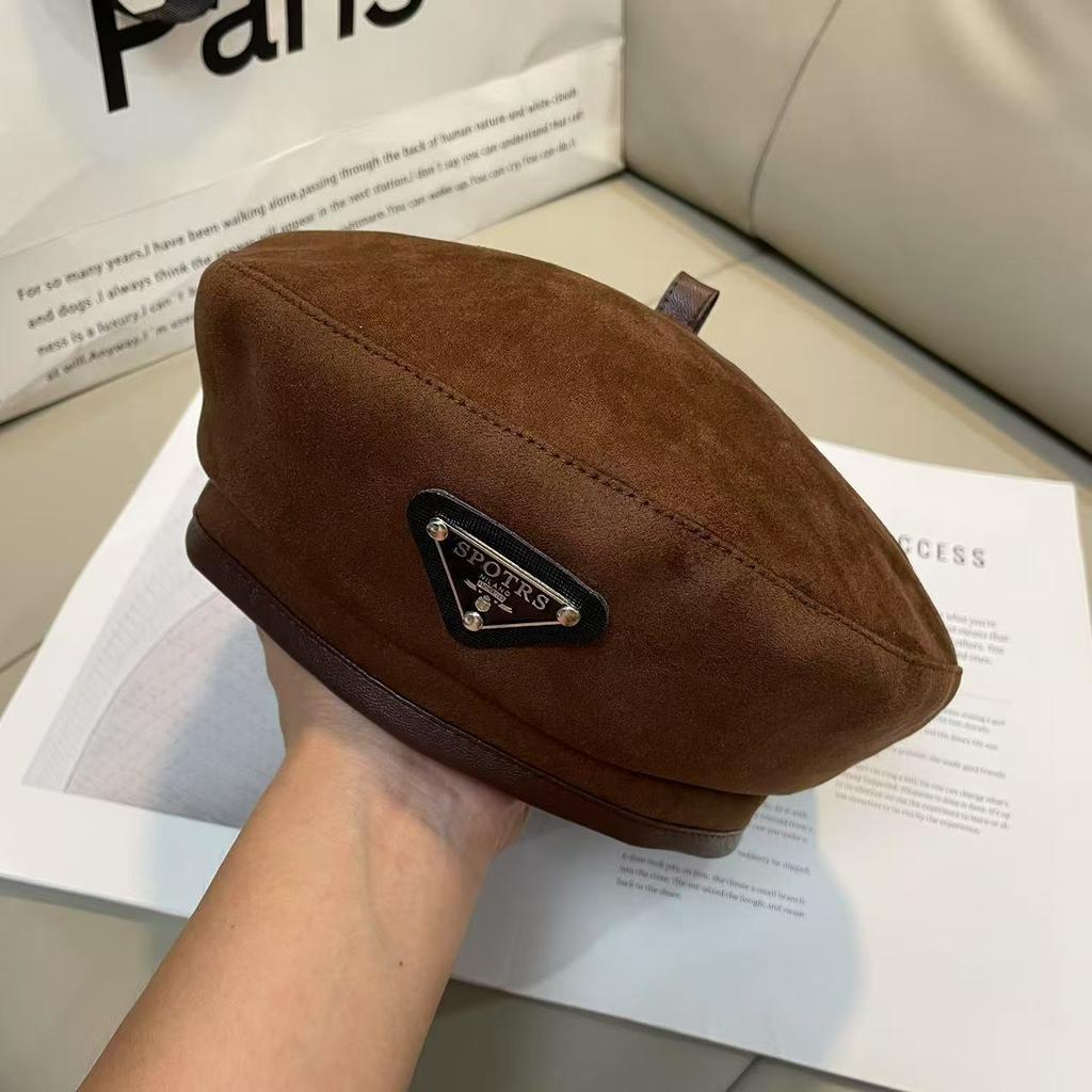 Осенне-зимний треугольный вельветовый восьмиугольный берет из искусственной замши, женский, японский, ретро, подходящий ко всему, подчеркивающий лицо, берет шляпа маленького художника