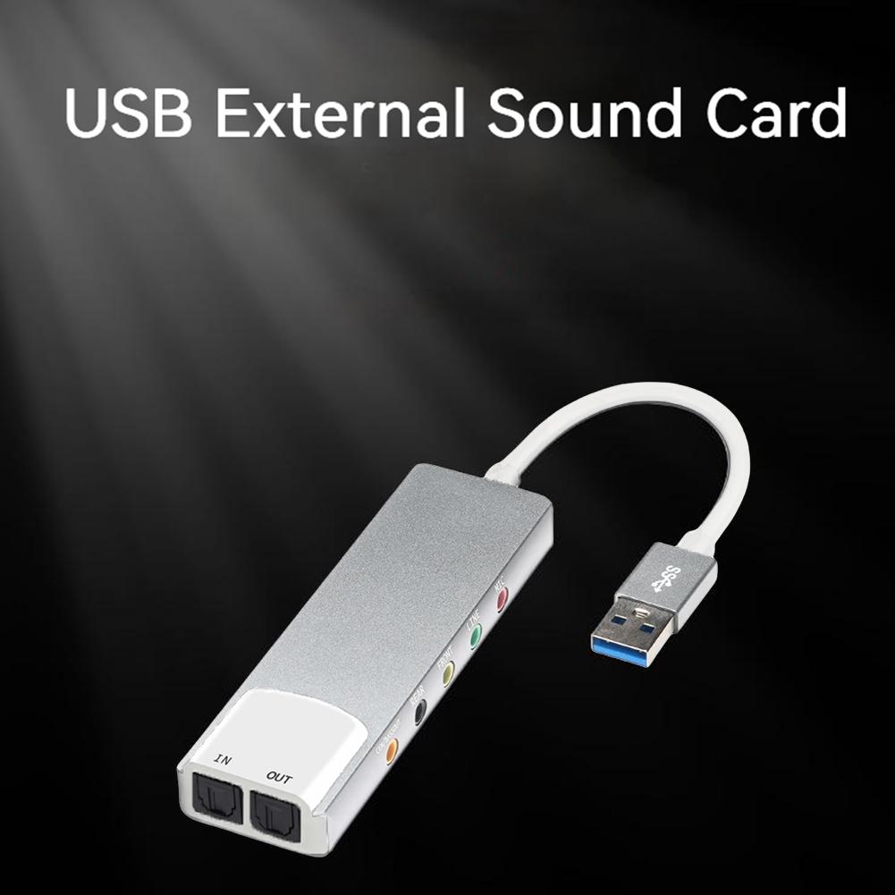 USB Звуковая карта Алюминиевый сплав Внешняя аудиокарта AC-3 DTS Адаптер для наушников Звуковая карта 7.1 5.1 канал Оптическая для ПК