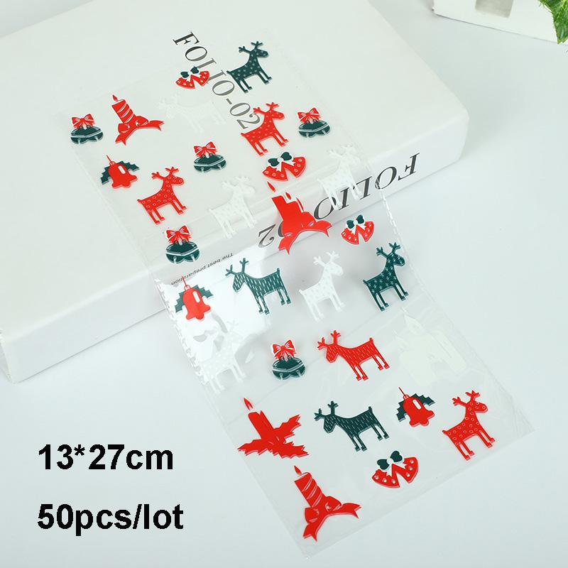 Хороший Новый год, ручная работа, 50 шт., упаковка для конфет, печенья, выпечка, Санта-Клаус, рождественские сувениры, детский целлофановый подарок на вечеринку