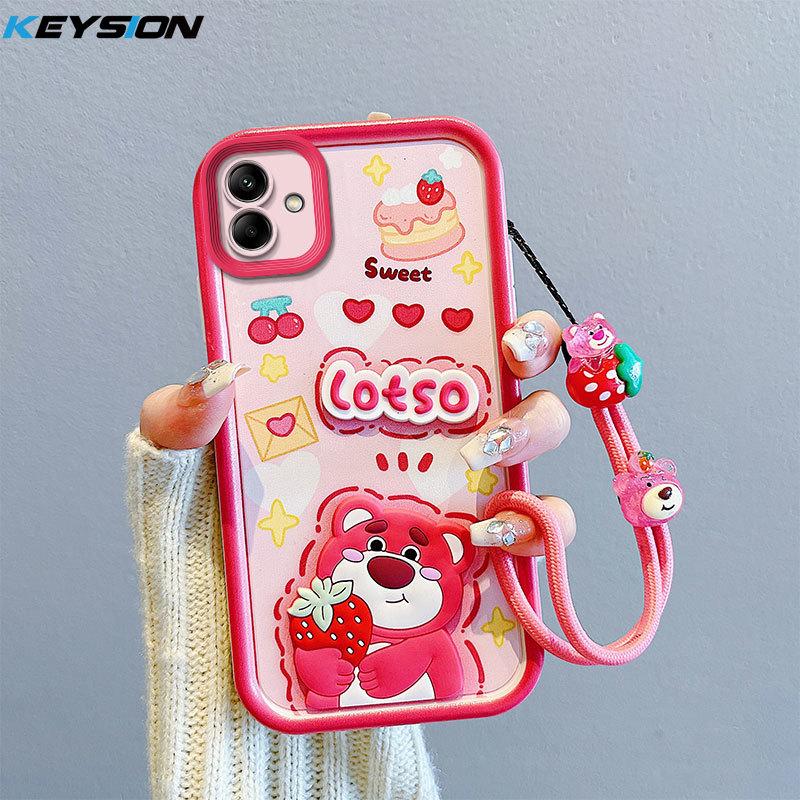 KEYSION Shockproof Case for Samsung A06 4G A05 A04 A04e with Lanyard Silicone Cute 3D Cartoon Doll Phone Cover for Galaxy M04 F04