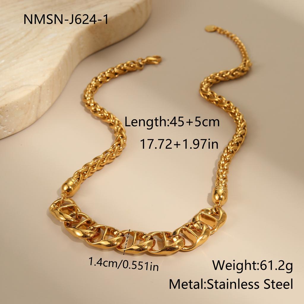 GEMCHIC Women's Exaggerated Chunky Chain Necklace Stainless Steel Gold Plated Geometric Statement Choker Fashion Jewelry