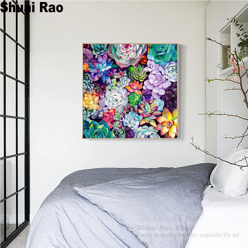 Хрустальные картины Суккулентные растения Алмазная вышивка Полный круглый 5d Diy Алмазная картина