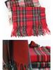 Корейский женский ретро красный клетчатый шарф - Зимняя теплая шаль и подарок на Новый год